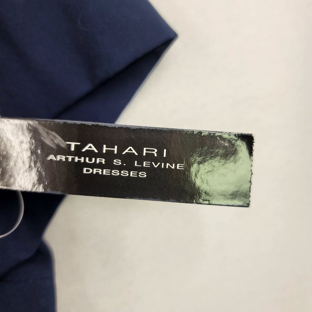 Tahari Arthur S. Levine Navy Short Sleeve Sheath Dress Gold Back Zipper 22W - Picture 7 of 11